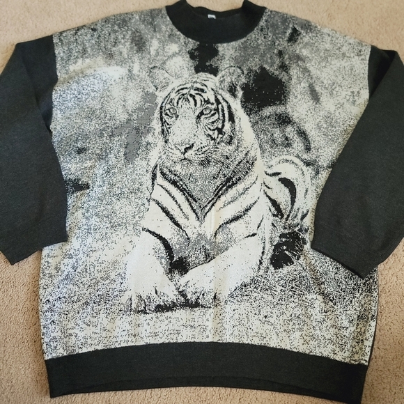 NWT St. John Wool Blend Tiger Sweater L - Picture 1 of 8
